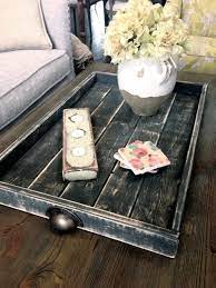 Wood Coffee Table Or Ottoman Tray Large Black By Shabbyfresh 79 00 Decorating Coffee Tables Tray Decor Chalk Paint Coffee Table