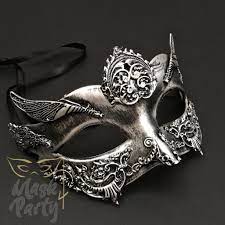 Steampunk Bird Wing Black Silver Steampunk Mask Mens Masquerade Mask Silver Mask