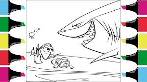 Finding dory, dory & nemo. Coloring Finding Nemo Bruce The Shark Coloring Page Art Colors For Children Youtube