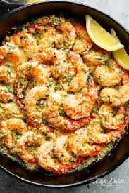 Oven Baked Shrimp With A Hint Of Lemon And Garlic Topped With Flavourful Golden And Buttery Garlic Parmesan Breadcru Seafood Dinner Recipes Oven Baked Shrimp