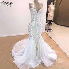 Wer wollte sich nicht schon immer wie eine meerjungfrau fühlen? Luxus Elegante Meerjungfrau Hochzeit Kleid 2020 Trompete V Ausschnitt Sleeveless Afrikanische Bling Braut Weiss Pailletten Strand Hochzeit Kleider Lace Evening Gown Gown Kidsgown Dresses For Sale Aliexpress