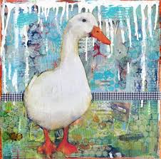 Duck Darling Mixed Media Collage Art By Miriam Schulman Mixed Media Art Canvas Collage Art Mixed Media Baby Animal Art
