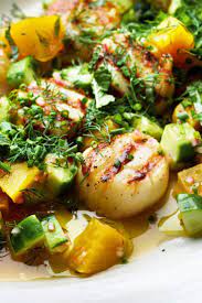 Grilled Sea Scallops With Yellow Beets Cucumbers And Lime Recipe Recipe Grilled Sea Scallops Yellow Beets Lime Recipes