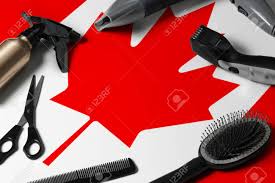 David graham founded the salon in 1985 and has been a popular hair dresser with … david greenbanks tyres & towing ltd appleby road, kendal, la9 6es travel. Canada Flag With Hair Cutting Tools Combs Scissors And Hairdressing Tools In A Beauty Salon Desktop On A National Wooden Background Stock Photo Picture And Royalty Free Image Image 147676587