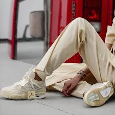 First Look At Jordan And Virgil Abloh S Creamy Retro 4 Sneaker Snobette In 2020 Air Jordans Jordan Outfits Sneakers Fashion Outfits