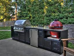 Mcp island grills modular #304 stainless steel 4 piece island electric charcoal and propane or natural gas bbq outdoor grill kitchen, with double refrigerator, sink, black marble top & free full sized cover. Custom Outdoor Cabinets For Big Green Egg Gas Grills And Bbq Islands Select Ou Modular Outdoor Kitchens Prefab Outdoor Kitchen Outdoor Kitchen Design Layout