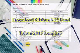 Maybe you would like to learn more about one of these? Download Silabus K13 Paud Tahun 2017 Lengkap Pendidikan Anak Usia Dini