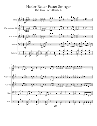 Not sure this is right but oh well. Harder Better Faster Stronger Daft Punk Arr Dantheman572 Rosalie P Sheet Music For Flute Drum Group Clarinet In B Flat French Horn More Instruments Woodwind Quartet Musescore Com