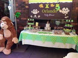 Either you can go for a green jungle theme, or a baby blue (pink) color theme featuring brown monkeys, both of them are lovely and fit as a background colors for lively brown monkeys. Pin By Josephine Sua Tupu On J S Designs Desert Table Baby Shower Monkey Theme Monkey Baby Shower Baby Shower