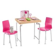 Barbie Furniture And Pet Set With Dining Table And Two Chairs Walmart Com Barbie Furniture Barbie Toys Furniture