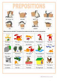 The second rule for using prepositions is that prepositions are generally followed by nouns or pronouns. Prepositions Where Are The Animals English Esl Worksheets For Distance Learning And Physical Classrooms