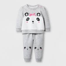 Baby Girls 2pc Panda Sweatshirt And Jogger Set Baby Cat Jack Gray 18 Months Size 18 M Panda Sweatshirt Baby Girl Sweatshirt Sweatshirts