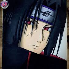 Draw a long curved line to form the top of the head and hair. Itachi Uchiha Painting In 2021 Itachi Uchiha Drawings Itachi