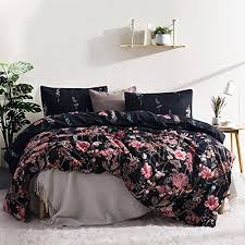 Key details • 100% cotton. Leadtimes Queen Floral Duvet Cover Set Soft Black Beddin Https Www Amazon Com Dp B07213dyc2 Ref Cm Sw R Pi Black Bed Set Best Duvet Covers Black Bedding