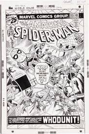 Black And White Comic Book Covers John Romita Sr The Amazing Spider Man 155 Cover Original Art Marvel 1976 Spiderman Comic Books Romita Comic Books Art