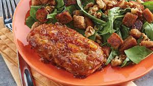 Pork chops are a simple dish, but a few tricks can make the difference between a dry pasty puck of flavorless meat and a juicy flavorful pork chop that's loaded with flavor. Hot Glazed Pork Chops With Arugula And Walnut Salad Diabetic Recipes For Dinner Healthy Dinner Pork Glaze