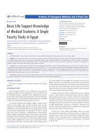 Josette's basic life support 2018. Pdf Basic Life Support Knowledge Of Medical Students A Single Faculty Study In Egypt