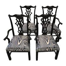 1960s Vintage Chippendale Style Lacquered Chairs Set Of 4 Vintage Chippendale Chair Set Chair