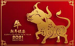Chinese New Year 2021 Design With Golden Ox Chinese New Year 2021 Chinese New Year Card Chinese New Year 2021 Design