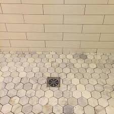 Bathroom Shower Floor Tile Hampton Carrara Hex Marble Mosaic Tile 3 X 3 In Shower Floor Shower Floor Tile Hexagon Tile Bathroom