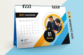 Desk Calendar Template 2021 995022 Flyers Design Bundles In 2020 Desk Calendar Template Calendar Template Table Calendar