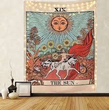 Welcome your guests into your home by hanging an inviting tapestry in the entryway. Marudhara Tarot Tapestry Sun Tapestry Wall Hanging Mysterious Etsy Moon Tapestry Sun And Moon Tapestry Star Tapestry