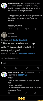 RainbowGoat UwU @NotRainb... Man wish shadman wasnt so weird, I like his  drawing style, the