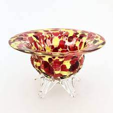 Confetti Art Glass Bowl Tutti Frutti Art Glass Footed Bowl Footed Candy Dish Art Deco Contemporary Modern Spatter Art Glass Bowl Glass Art Glass Bowl