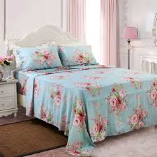 Shabby Floral Bed Sheet Set Farmhouse Bedding 100 Cotton Bedding Set Deep Pocket Fitted Sheet Set 4 Piece Bed Sheet Sets Farmhouse Bedding Bed Sheets