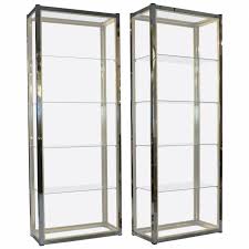 Pair Of Brass And Chrome Display Units In The Manner Of Romeo Rega Glass Shelves Kitchen Glass Shelves Decor Glass Corner Shelves