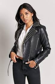 Forever 21 Studded Faux Leather Jacket Coats For Women Leather Jacket Studded Faux Leather Jacket