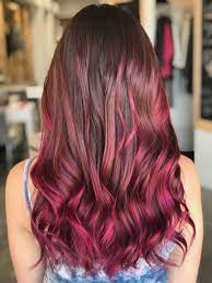 Pink Magenta Balayage Hair Pink Hair Highlights Magenta Hair Dark Pink Hair