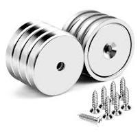 Super Power Rare Earth Cup Magnets, 95 LBS Holding Force, 1.26 inch x 0.236  inch Diameter, Industrial Strength Round Base Neodymium Magnets, ...