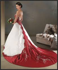 Crimson And White Wedding Dress Google Search Christmas Wedding Dresses Red White Wedding Dress Red Wedding Dresses