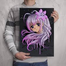 When drawing anime, there are a few rules to follow. Amazon Com Manga Girl Print Cute Japanese Anime Art With Pink Lily Flower Signed Manga Artwork Card Poster A3 Size Wallart 11 7 Inches X 16 5 X 0 01 Handmade