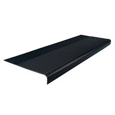 Roppe Light Duty Ribbed Design Black 12 1 4 In X 42 In Rubber Round Nose Stair Tread 42811p100 Stair Treads Stair Tread Covers Flooring Projects