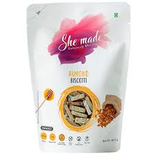 In a separate bowl, whisk together the egg, almond extract, and water. Buy She Made Almond Biscotti Gluten Free Egg Free Dairy Free Online At Best Price Bigbasket
