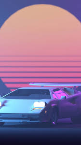 A lamborghini cars wallpaper in massive 2560x1600 resolution. Wallpaper Retrowave Purple Lamborghini Countach 4k Art 18948