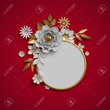 For the black paper flower i used black cardstock paper and template 2. 3d Render Paper Flowers Round Frame Red White Gold Botanical Stock Photo Picture And Royalty Free Image Image 90442015
