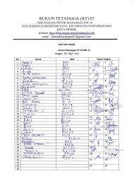 Daftar hadir rapat wali murid sosialisasi pencairan bsm smp nu 04 bondowoso tanggal : Contoh Daftar Hadir Rapat Wood Scribd Indo