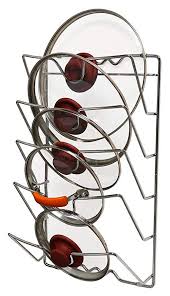 Amazon Com Decobros Wall Door Mounted Pot Lid Rack Chrome Finish Kitchen Pot Racks Kitchen Dining Pot Lid Organization Lid Organizer Pot Rack