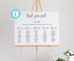 Easy To Edit Table Plan Printable Sign Classic Simple