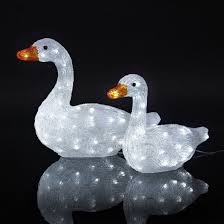 Pair Of Emden Geese Light Up Figures Outdoor Christmas Lights Christmas Lights Silhouette Christmas