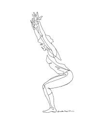 Dibujo De Yoga Silla Pose Utkatasana Etsy Yoga Drawing Line Drawing Poses