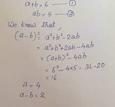 If A B 6 Ab 5 The Value Of A B Is Brainly In
