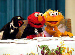 Toddlers and adults can read and join in the play—they just have to be careful to listen for those magic words: Elmo On Twitter Today Elmo And Zoe Imagined They Were Having A Fancy Dinner Party For Lunch Ha Ha Ha Elmo Loves To Play Dress Up