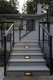 Modern Aluminum Tri Level Deck Design And Build Outdoor Stair Railing Exterior Stairs Modern Railing