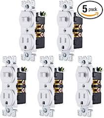 Check spelling or type a new query. Amazon Com Ge Switch Outlet Combo 5 Pack Two In One Receptacle 1 On Off Toggle Power 1 Grounded Ac Wall Plug Single Pole 3 Prong 15 Amp Ul Listed White 44038 Light Switch Outlet