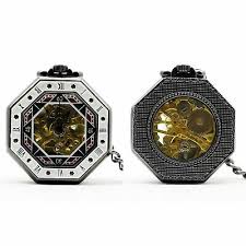 Free for commercial use no attribution required high quality images. Weiss Oktagonal Mechanische Handaufzug Skelett Taschen Taschenuhr Steampunk Eur 30 35 Picclick At