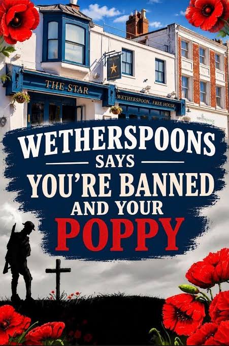 Wetherspoons bans customers from wearing Remembrance poppies in pubs